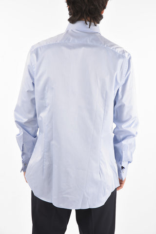 Camicia in Cotone Twill con Polsini Doppi alla Francese