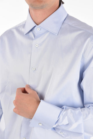 Camicia in Cotone Twill con Polsini Doppi alla Francese