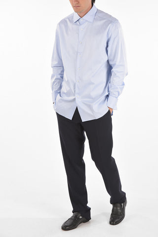 Camicia in Cotone Twill con Polsini Doppi alla Francese