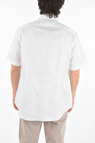 Twill Cotton Short-sleeve Shirt with Standard Collar