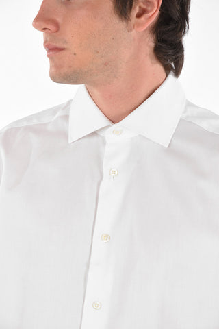 Twill Cotton Short-sleeve Shirt with Standard Collar