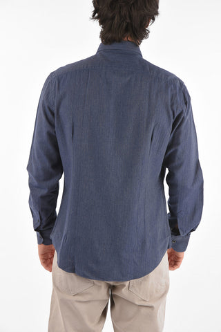 ID Breast-pocket Herringbone Cotton Shirt