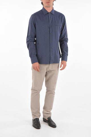 ID Breast-pocket Herringbone Cotton Shirt