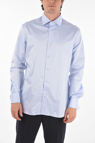 Twill Cotton Shirt with Standard Collar