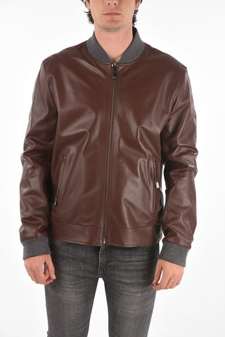 ID reversible Leather Bomber