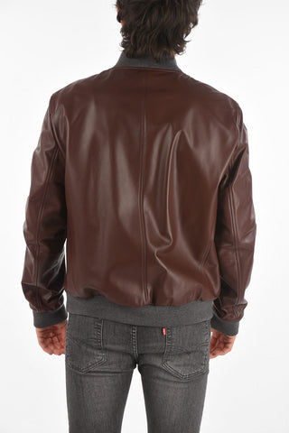 ID reversible Leather Bomber