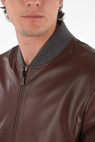 ID reversible Leather Bomber
