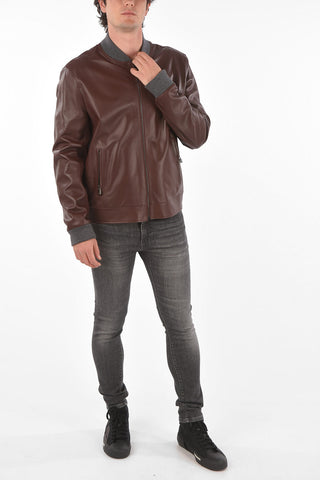 ID reversible Leather Bomber