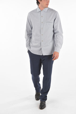 ID Breast-pocket Micro-Houndstooth Motif Cotton Shirt