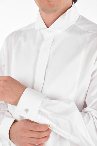 Camicia Body in Popeline con Collo Wing-tip e Polsini Doppi alla Francese