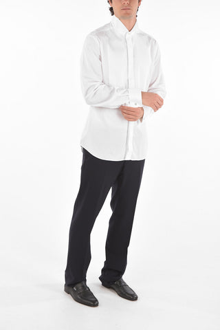 Camicia Body in Popeline con Collo Wing-tip e Polsini Doppi alla Francese