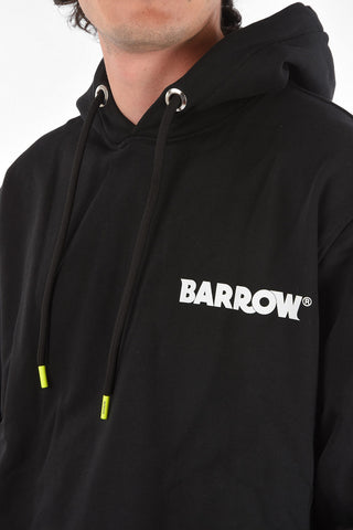 Felpa hoodie a tinta unita con maxi stampa sul retro