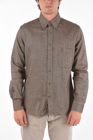Button-down Collar Herringbone Cotton Shirt