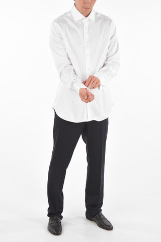 Camicia in Twill con Polsini Doppi alla Francese