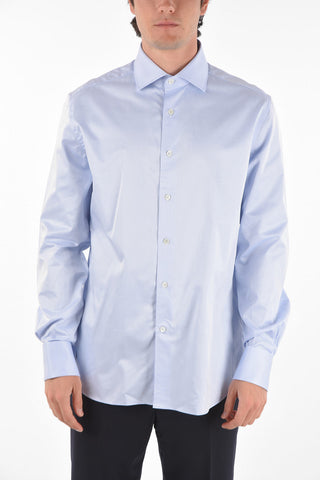 Twill Cotton Shirt with Double French Cuffs