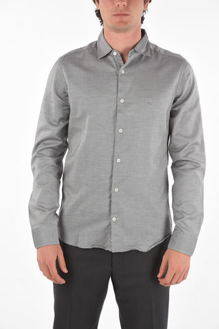 ID Embroidered Logo Bird's Eye Cotton Shirt