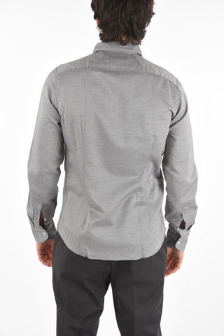ID Embroidered Logo Bird's Eye Cotton Shirt