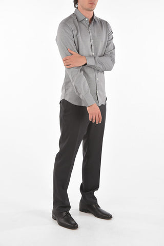ID Embroidered Logo Bird's Eye Cotton Shirt