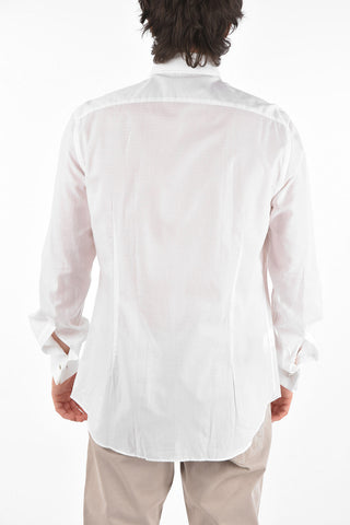 Diplomatic Collar Jacquard Cotton Shirt with Cufflinks