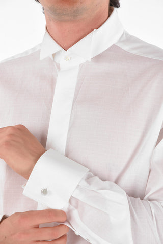 Diplomatic Collar Jacquard Cotton Shirt with Cufflinks
