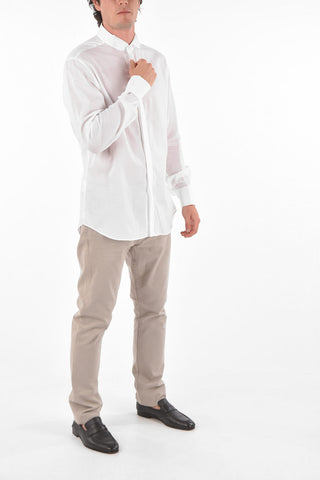 Diplomatic Collar Jacquard Cotton Shirt with Cufflinks