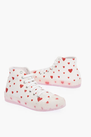 LOVE contrasting Heart Printed high-top Sneakers