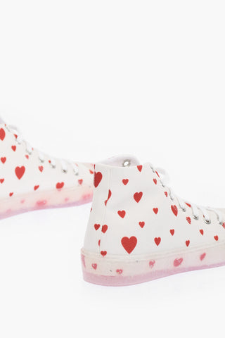 LOVE contrasting Heart Printed high-top Sneakers