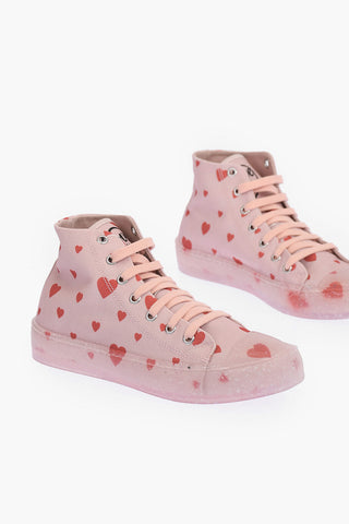 LOVE Hearts Printed High Top Sneakers