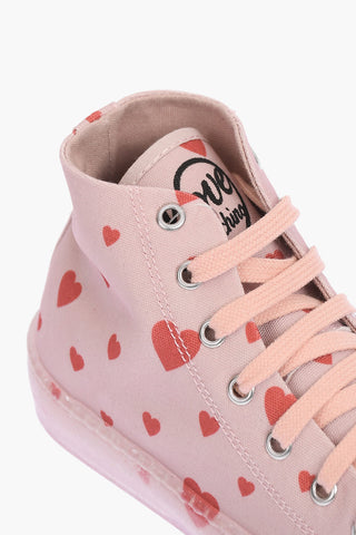 LOVE Hearts Printed High Top Sneakers