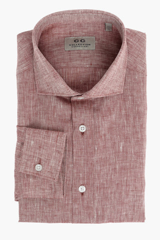 CC COLLECTION Camicia in Lino Cambric con Collo Francese