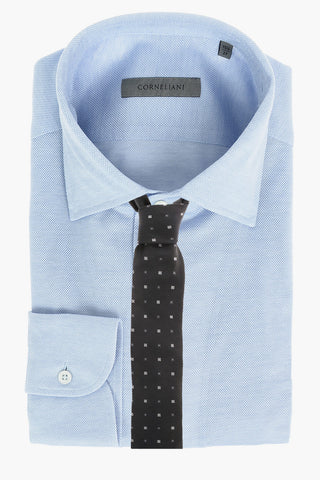 Hopsack Cotton Shirt with Standard Collar