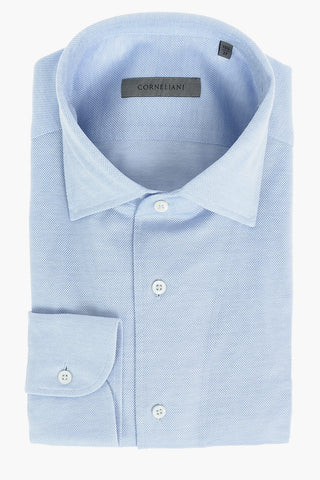 Hopsack Cotton Shirt with Standard Collar