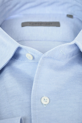 Hopsack Cotton Shirt with Standard Collar
