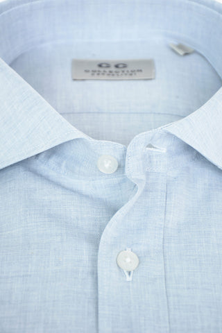 CC COLLECTION Standard Collar Cambric Linen Blend Shirt