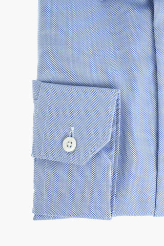 Camicia in Motivo Hopsack con Collo Francese