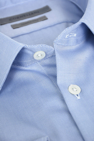 Camicia in Motivo Hopsack con Collo Francese