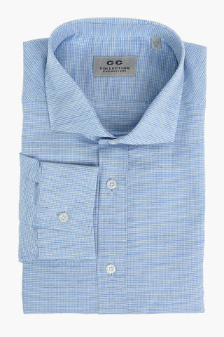 CC COLLECTION Camicia Pin Check in Misto Lino