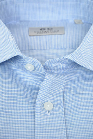 CC COLLECTION Camicia Pin Check in Misto Lino