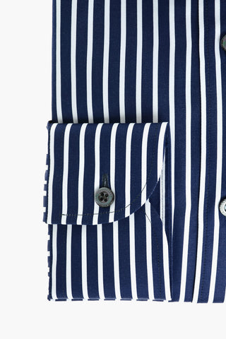 Camicia in Motivo Awning con Collo Francese