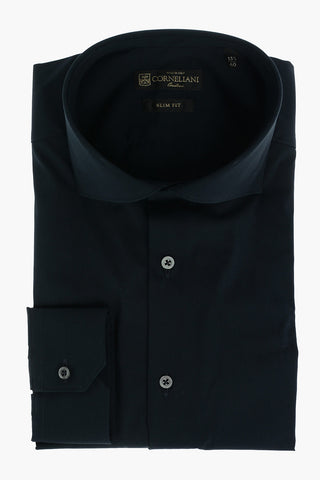 Poplin Stretchy Cotton Shirt with Standard Collar