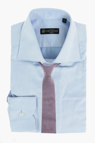 Standard Collar Herringbone Patterned Shirt