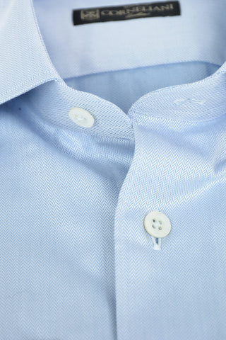 Standard Collar Herringbone Patterned Shirt