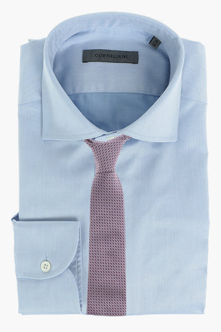 Camicia con Motivo Herringbone e Collo Fancese