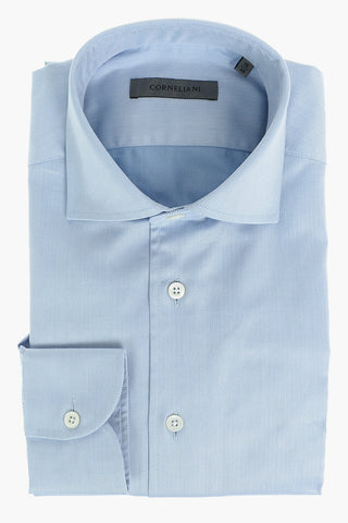 Camicia con Motivo Herringbone e Collo Fancese