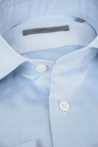 Camicia con Motivo Herringbone e Collo Fancese