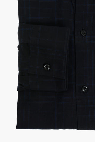 CC COLLECTION Standard Collar Plaid Check Cotton Shirt