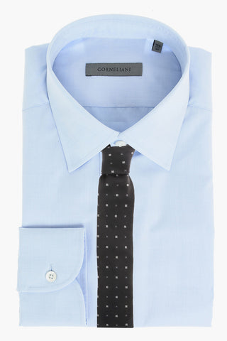 Poplin Cotton Shirt with Italian Spread Collar 