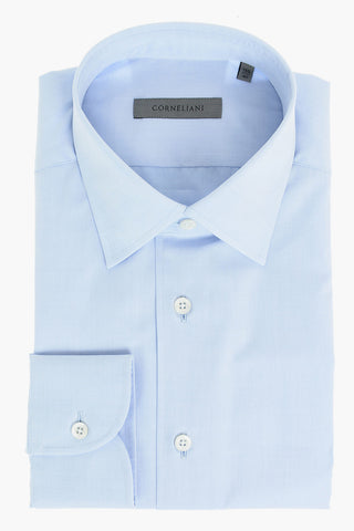 Poplin Cotton Shirt with Italian Spread Collar 