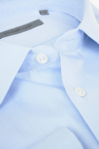 Poplin Cotton Shirt with Italian Spread Collar 