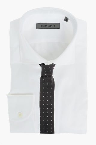 COUTURE Camicia in Motivo Herringbone con Collo Francese e Bottoni Logati